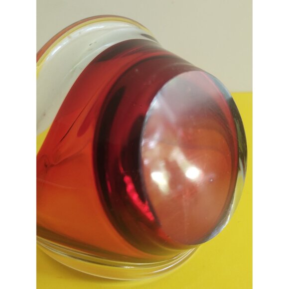Vintage MCM glass vase/candy dish "Coquille" by Flygsfors, Sweden, Paul Kedelv - Picture 7 of 10